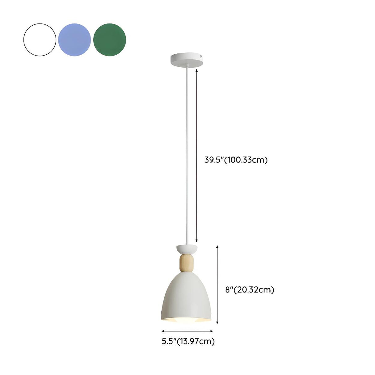 Colorful Nordic Wooden Iron Cone Pendant Light 