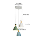 Colorful Nordic Wooden Iron Cone Pendant Light Image - 17