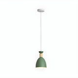 Colorful Nordic Wooden Iron Cone Pendant Light Image - 5