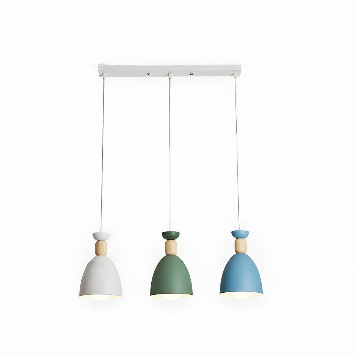 Colorful Nordic Wooden Iron Cone Pendant Light Image - 9