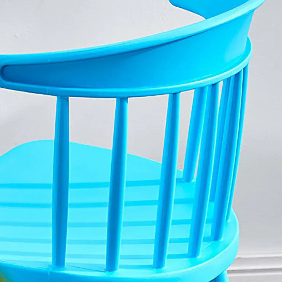 Colorful Open Curved Slat Back Acrylic Dining Chair Image - 12