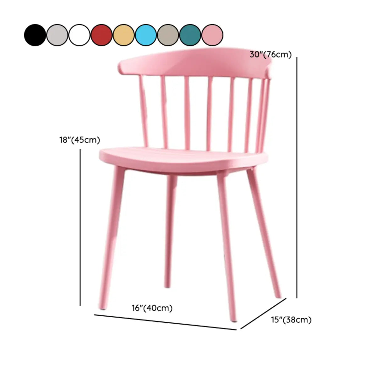 Colorful Open Curved Slat Back Acrylic Dining Chair 