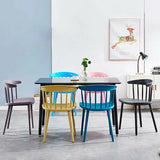 Colorful Open Curved Slat Back Acrylic Dining Chair Image - 8