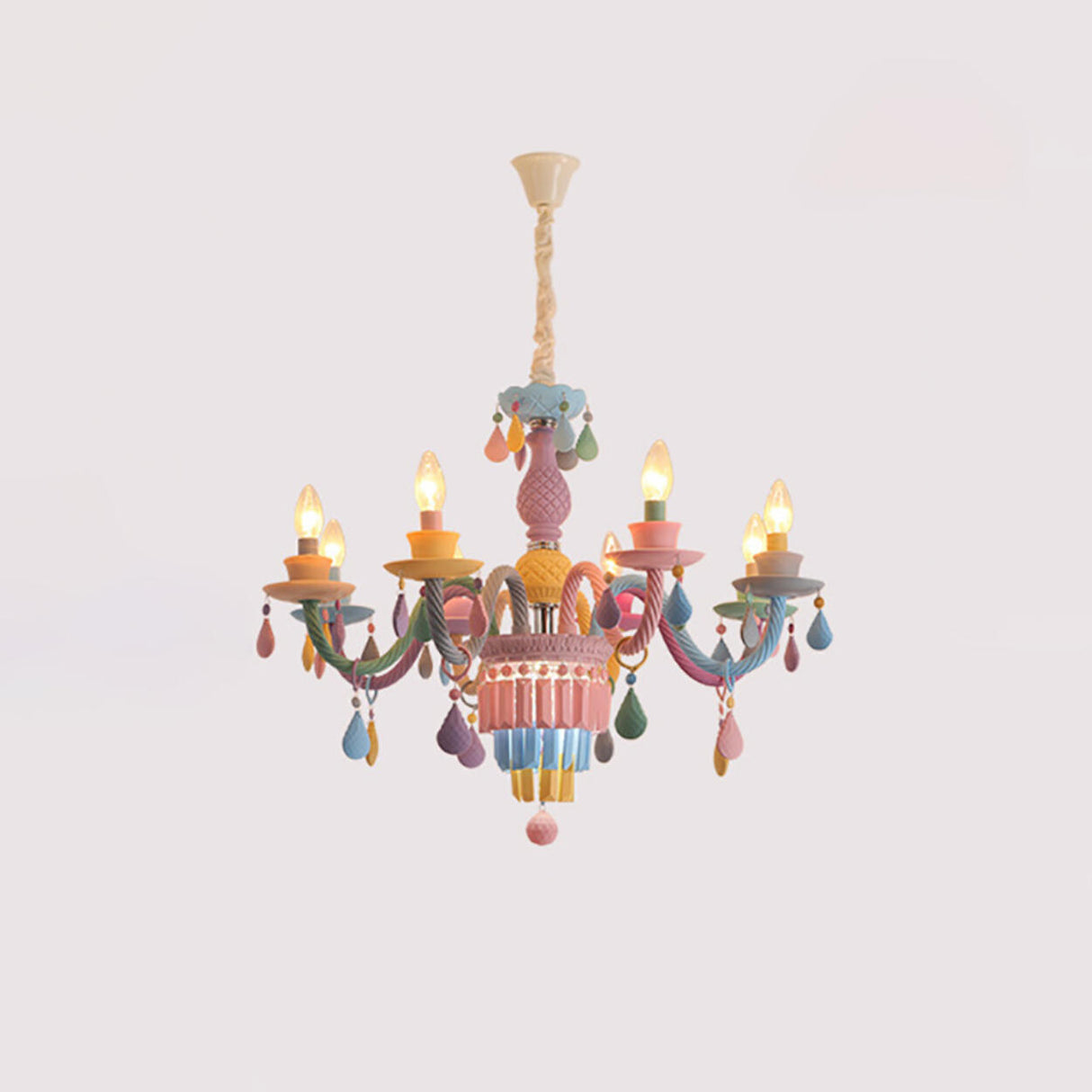 Colorful Pastel Candelabra Chandelier Kids Room Image - 1