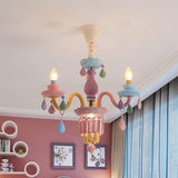 Colorful Pastel Candelabra Chandelier Kids Room Image - 18