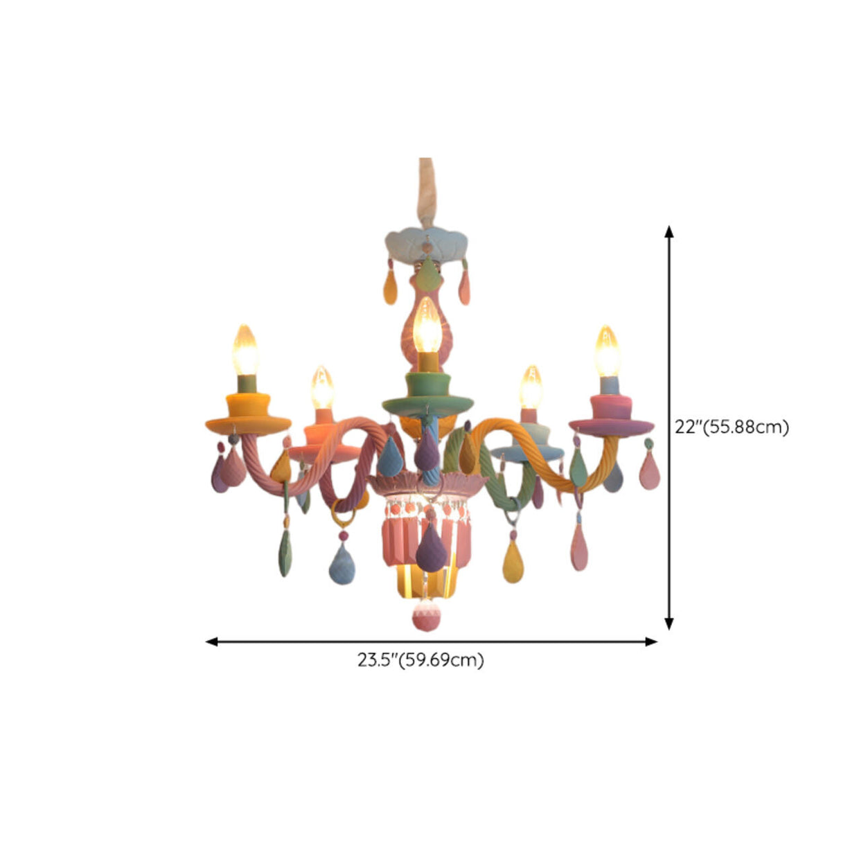 Colorful Pastel Candelabra Chandelier Kids Room 