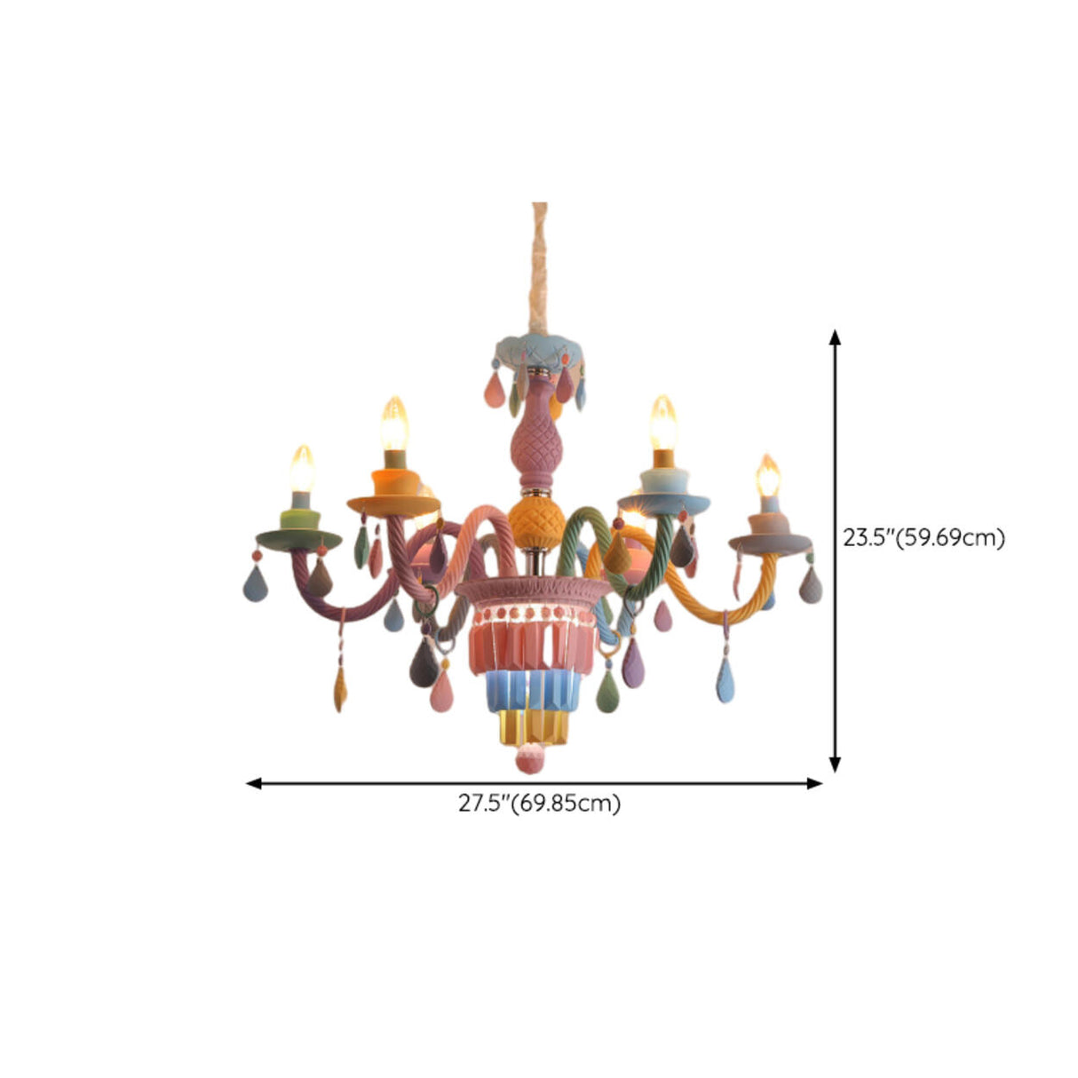 Colorful Pastel Candelabra Chandelier Kids Room Image - 21