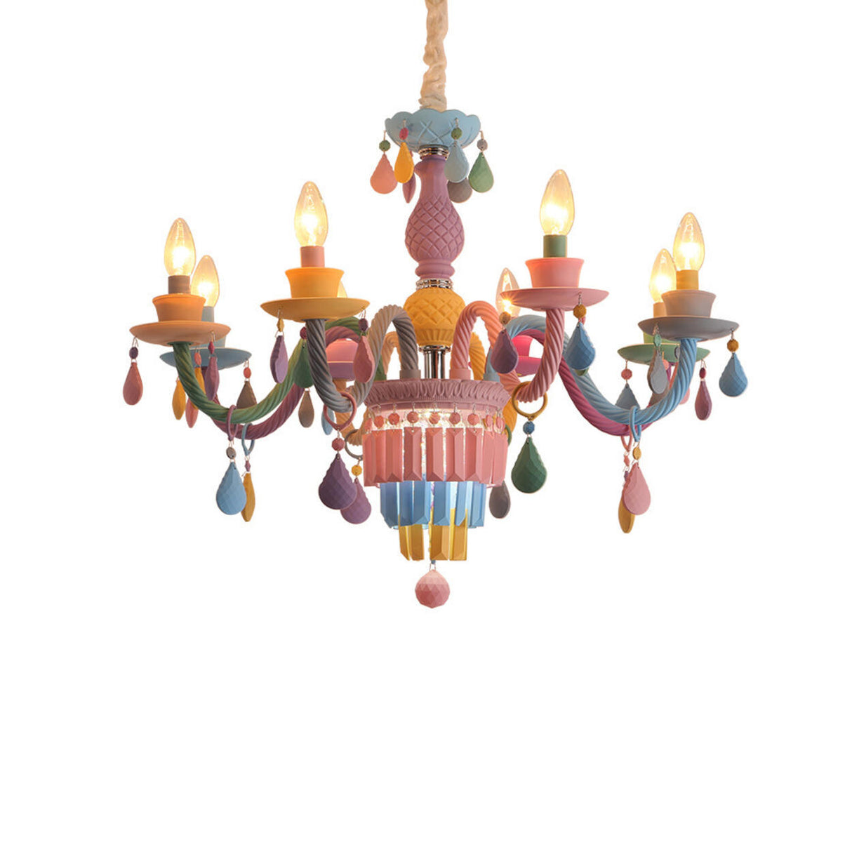 Colorful Pastel Candelabra Chandelier Kids Room Image - 5