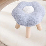 Colorful Patchwork Flower Sherpa Mini Wood Ottoman Image - 10