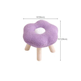 Colorful Patchwork Flower Sherpa Mini Wood Ottoman Image - 23