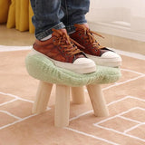 Colorful Patchwork Flower Sherpa Mini Wood Ottoman Image - 6