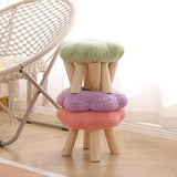 Colorful Patchwork Flower Sherpa Mini Wood Ottoman Image - 7