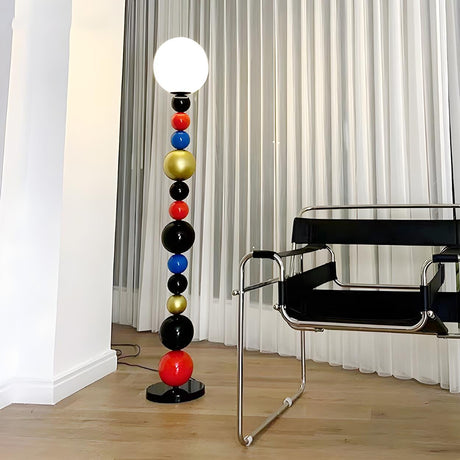 Colorful Round Ball Glass LED Modern Floor Lamp Image - 1