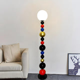 Colorful Round Ball Glass LED Modern Floor Lamp Image - 11