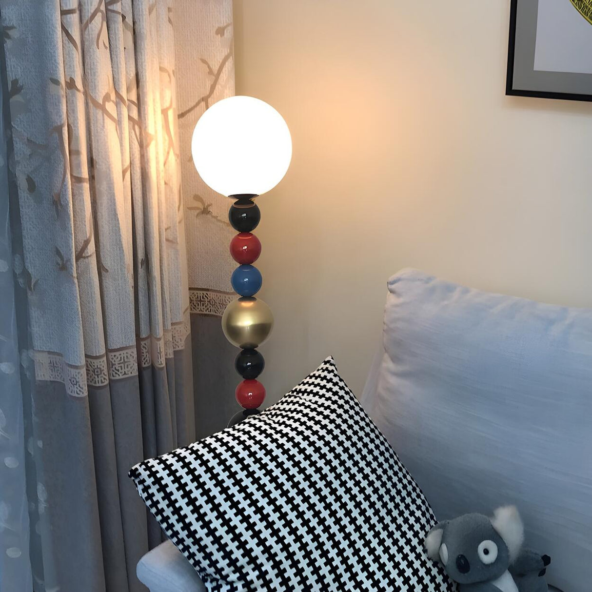 Colorful Round Ball Glass LED Modern Floor Lamp Image - 12