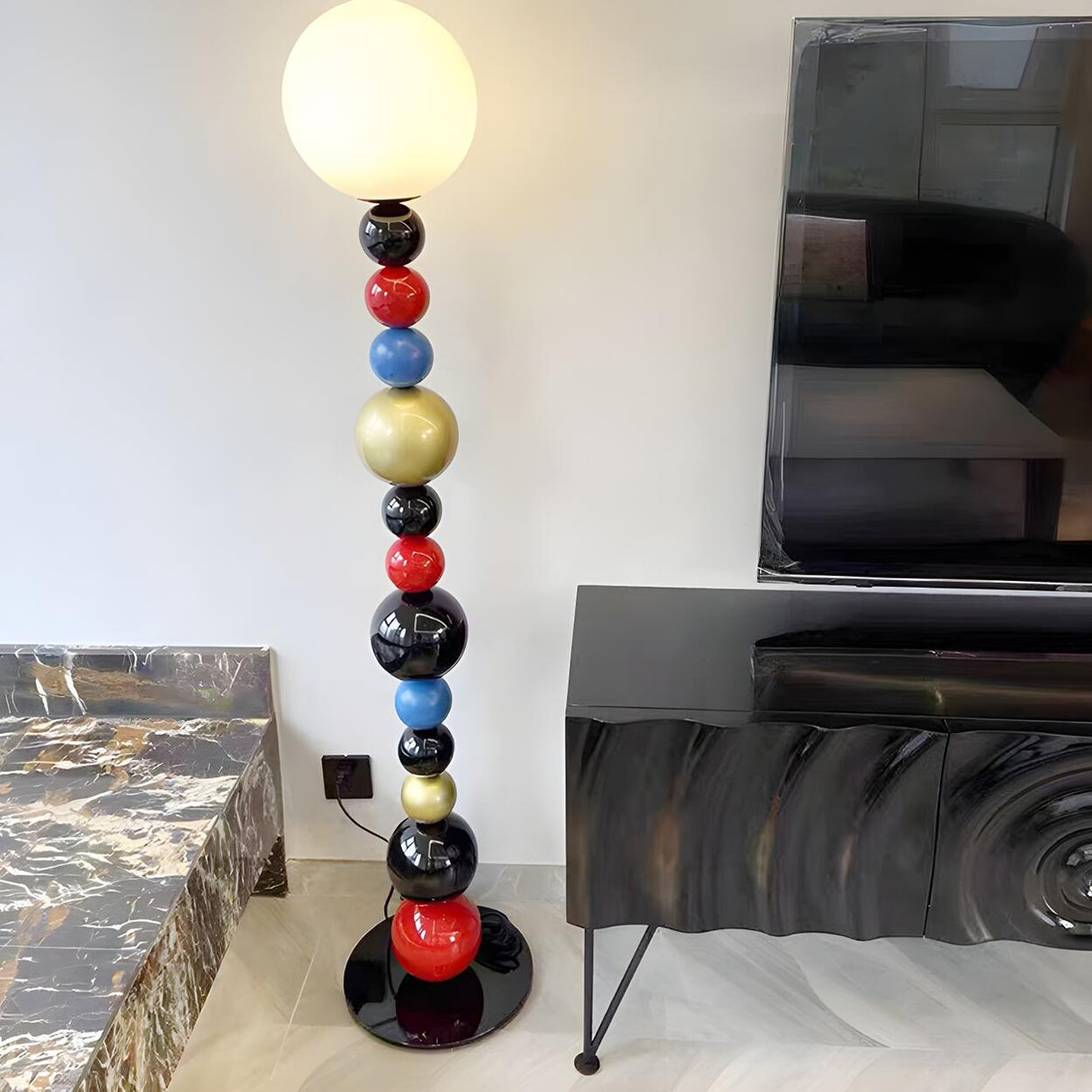 Colorful Round Ball Glass LED Modern Floor Lamp Image - 16