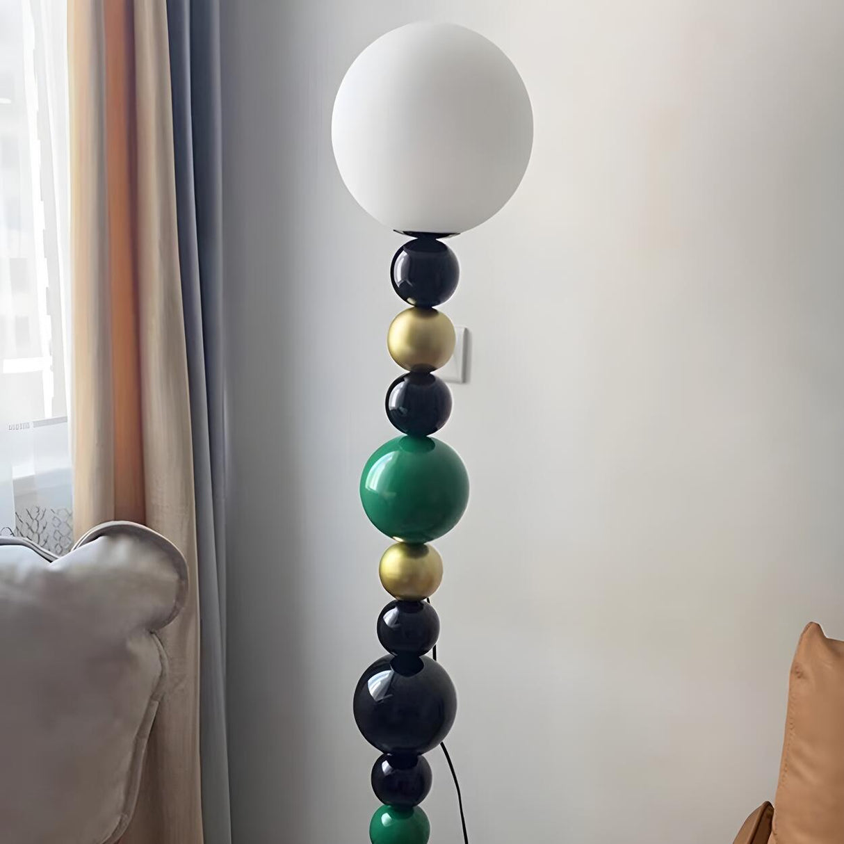 Colorful Round Ball Glass LED Modern Floor Lamp Image - 8