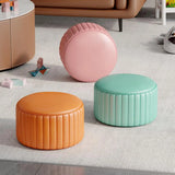 Colorful Round Faux Leather Waterproof Mini Ottoman Image - 1