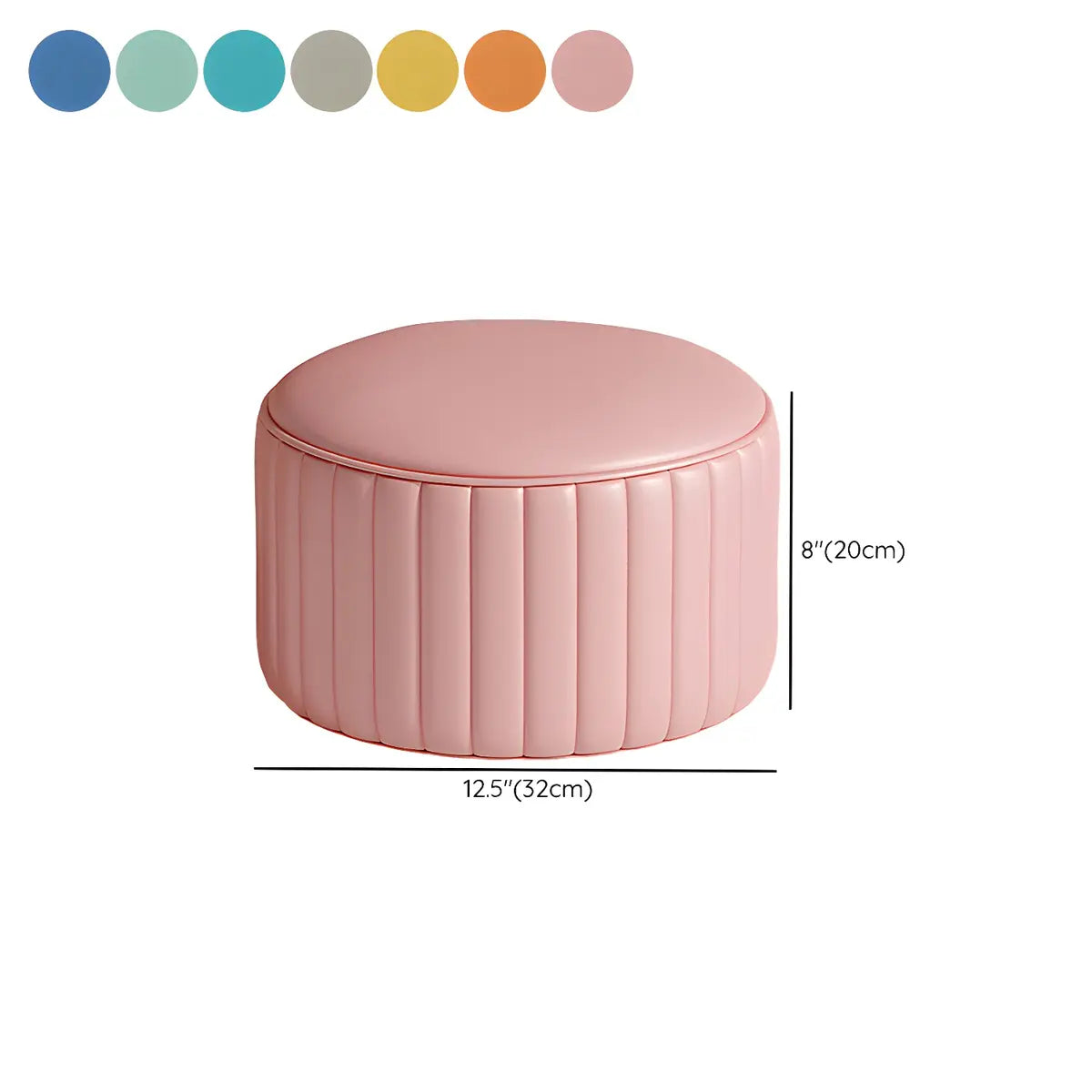 Colorful Round Faux Leather Waterproof Mini Ottoman 