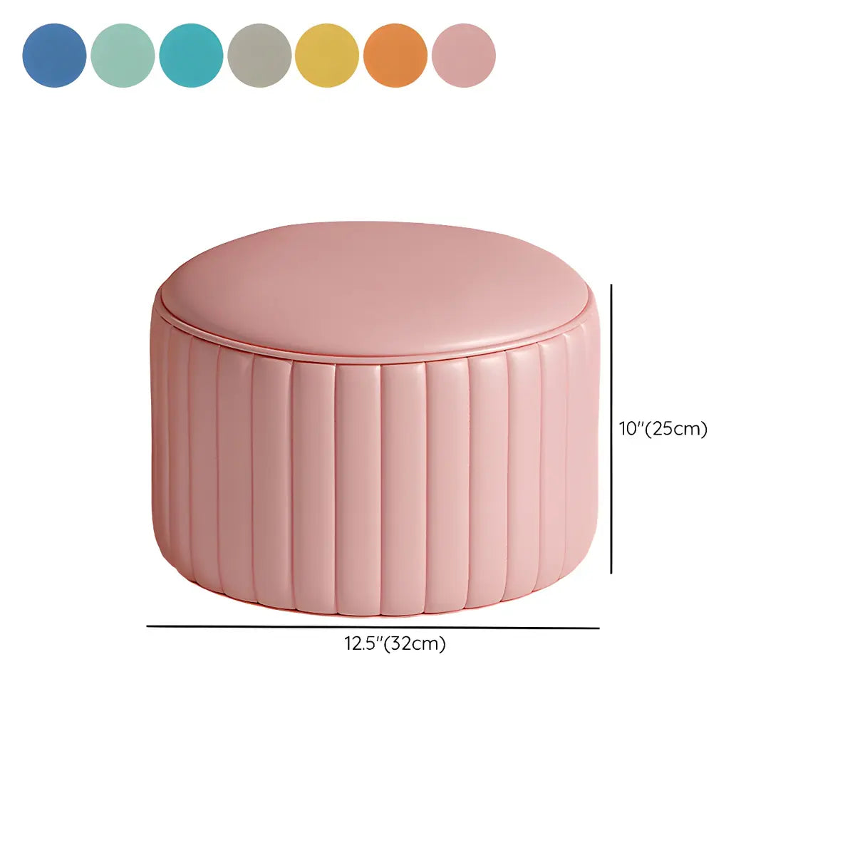 Colorful Round Faux Leather Waterproof Mini Ottoman Image - 27