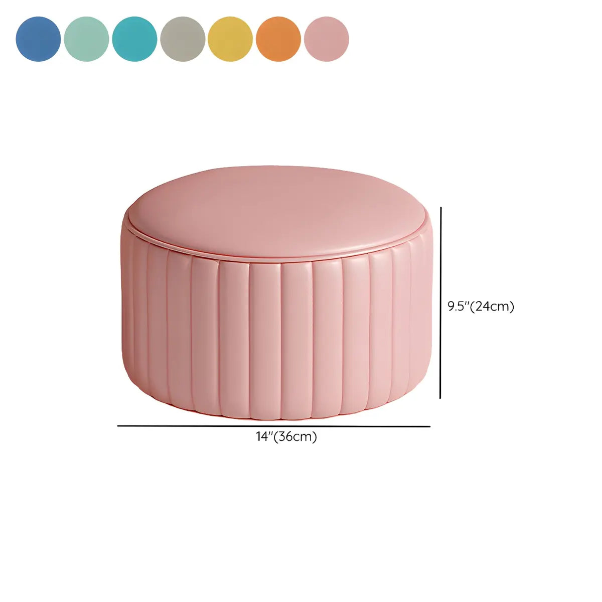 Colorful Round Faux Leather Waterproof Mini Ottoman Image - 28