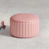 Colorful Round Faux Leather Waterproof Mini Ottoman Image - 6