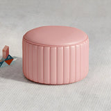 Colorful Round Faux Leather Waterproof Mini Ottoman Image - 8