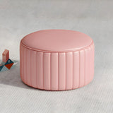 Colorful Round Faux Leather Waterproof Mini Ottoman Image - 9