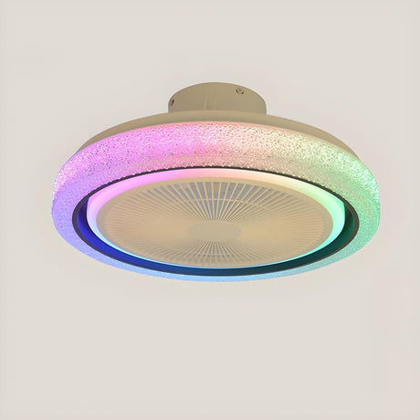 Colorful Round Flush Bladeless Ceiling Fan with Light Image - 1