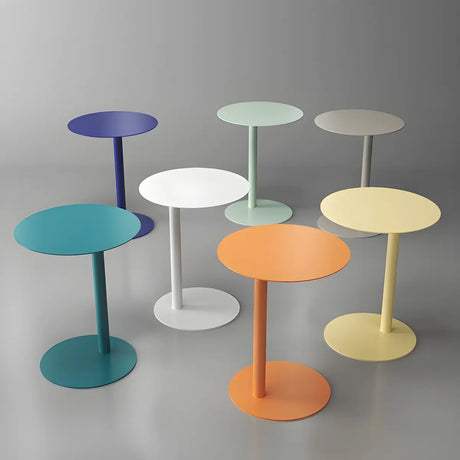 Colorful Round Metal C-Shaped Scandinavian Side Table Image - 1