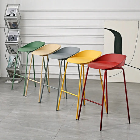 Colorful Sleek Bucket Backrest Under Counter Bar Stools Image - 1