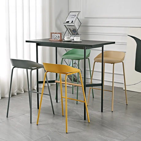 Colorful Sleek Bucket Backrest Under Counter Bar Stools Image - 2