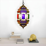 Colorful Stained Glass Foyer Moroccan Lantern Chandelier Image - 2