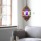 Colorful Stained Glass Foyer Moroccan Lantern Chandelier Image - 3