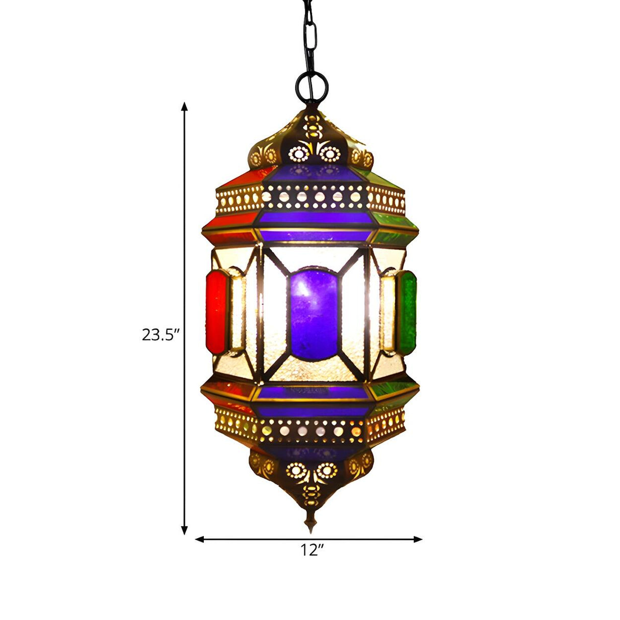 Colorful Stained Glass Foyer Moroccan Lantern Chandelier Image - 5