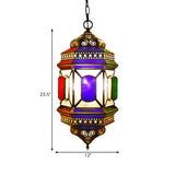 Colorful Stained Glass Foyer Moroccan Lantern Chandelier Image - 5