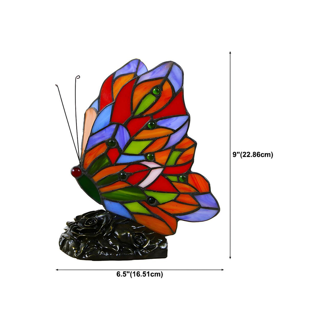 Colorful Tiffany Butterfly  Glass Shade Table Lamp 