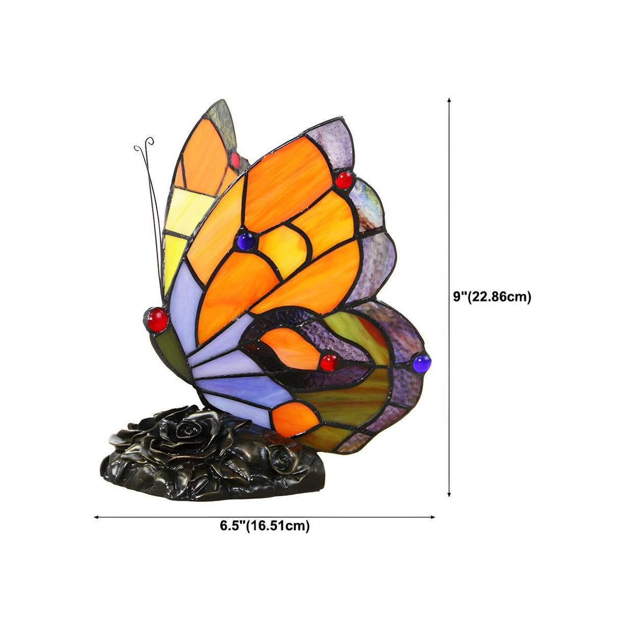 Colorful Tiffany Butterfly  Glass Shade Table Lamp Image - 21