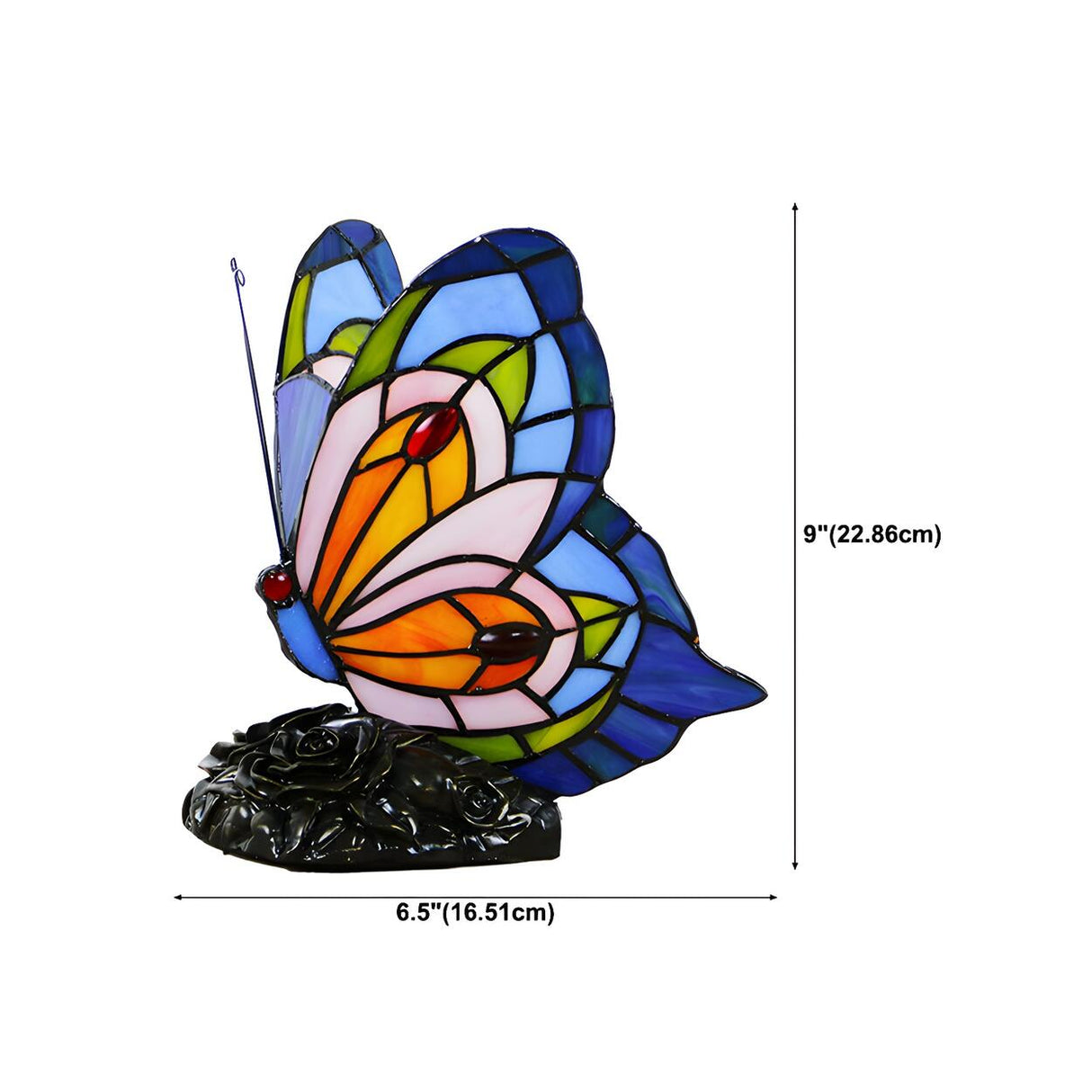 Colorful Tiffany Butterfly  Glass Shade Table Lamp Image - 22