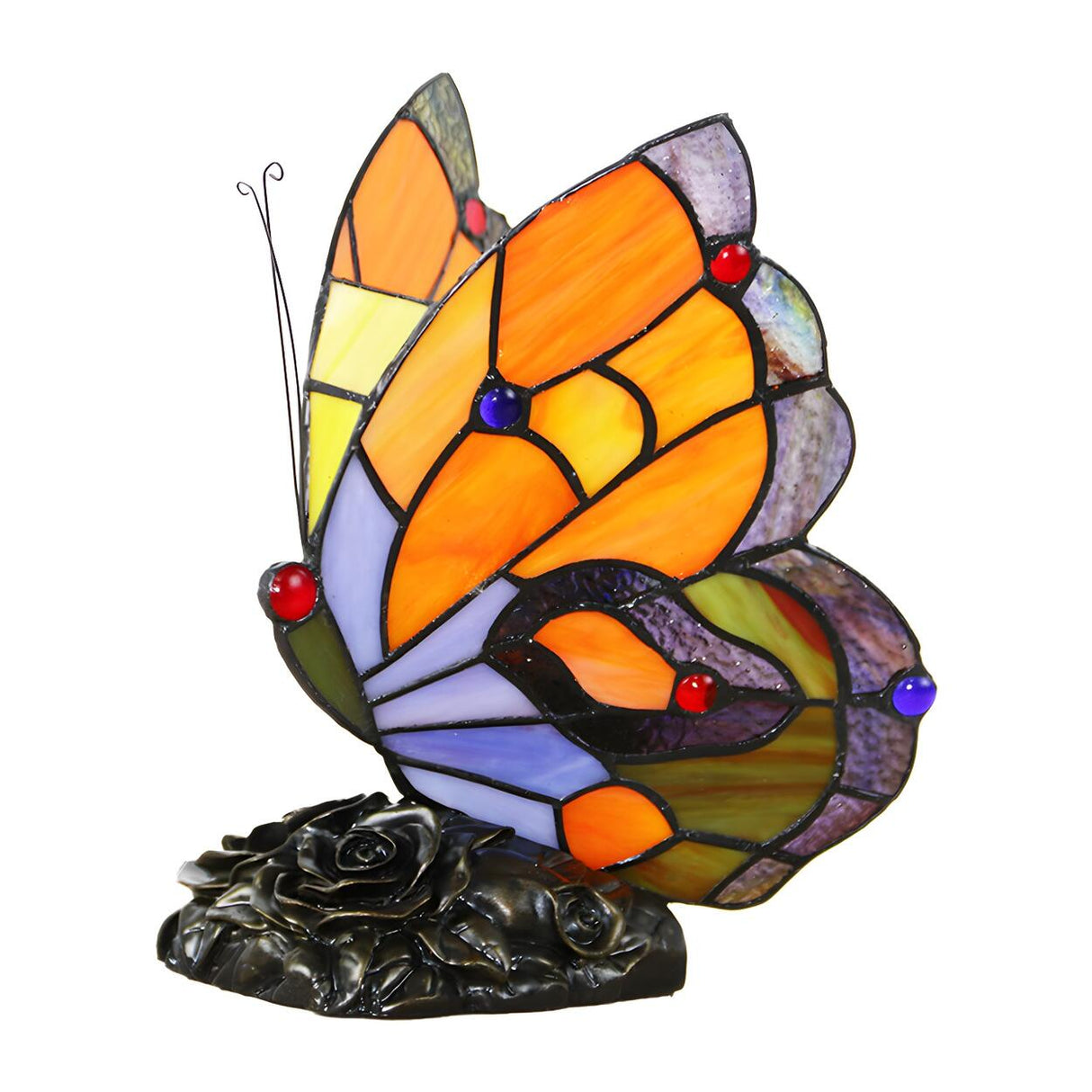 Colorful Tiffany Butterfly  Glass Shade Table Lamp Image - 9