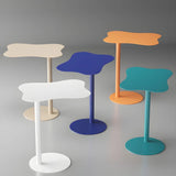 Colorful Wavy Metal Pedestal Top Glass End Table Image - 12