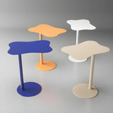 Colorful Wavy Metal Pedestal Top Glass End Table Image - 14