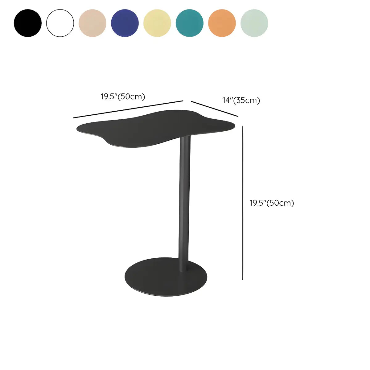 Colorful Wavy Metal Pedestal Top Glass End Table 