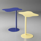 Colorful Wavy Metal Pedestal Top Glass End Table Image - 3