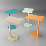 Colorful Wavy Metal Pedestal Top Glass End Table Image - 5