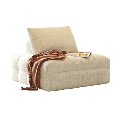 Comfort Beige Twin Tufted Armless Fabric Futon Sofa Image - 2