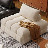 Comfort Beige Twin Tufted Armless Fabric Futon Sofa Image - 6