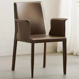 Comfort Coffee Square Faux Leather Arm Dining Chair Image - 1