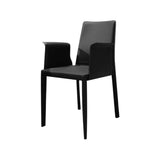 Comfort Coffee Square Faux Leather Arm Dining Chair Image - 5