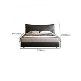 Comfort Curved Headboard Leather Black King Panel Bed Image - 9